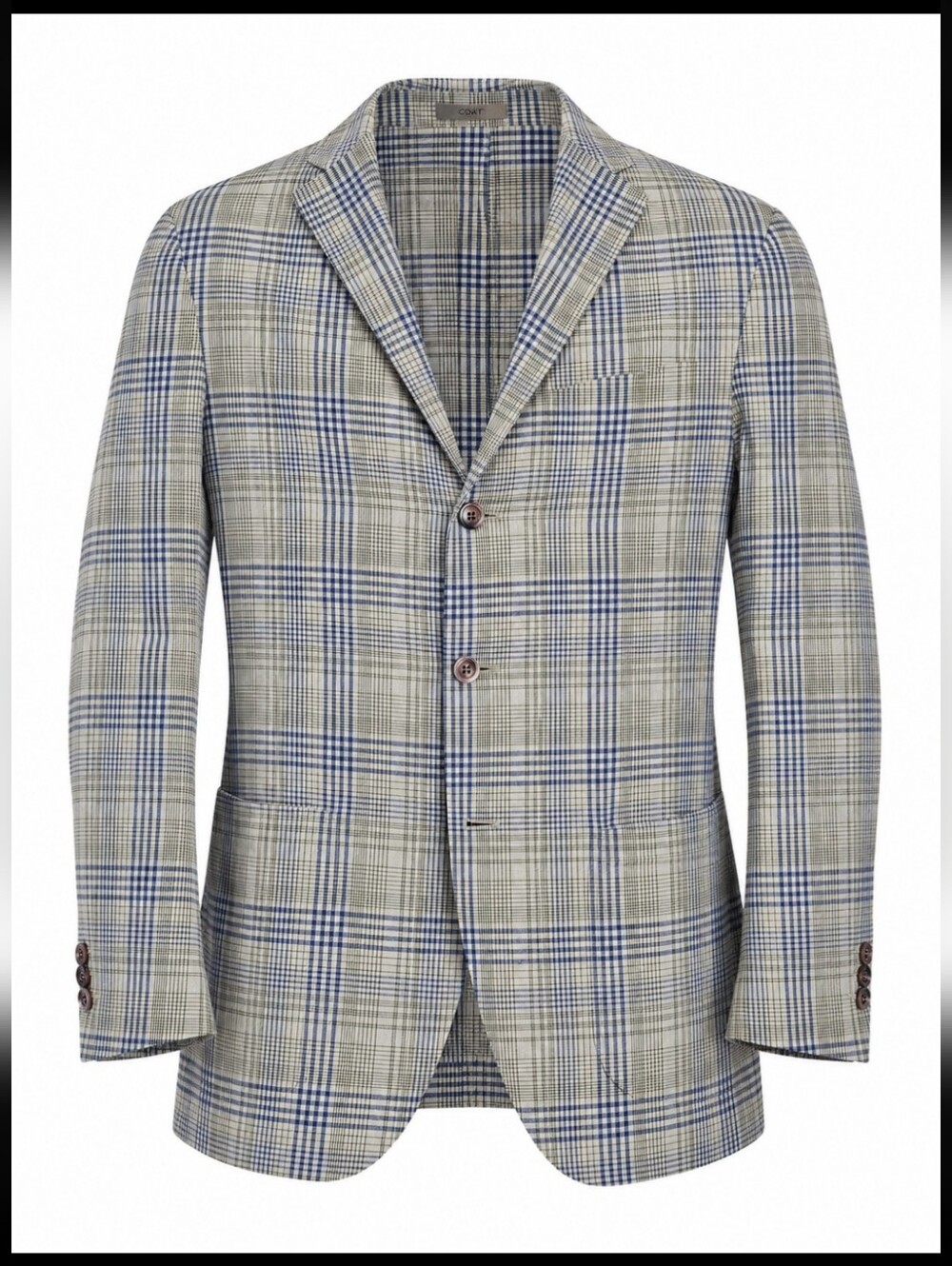 Boglioli K Jacket Sport Coat Blazer 56 Blue Gray Plaid Linen Silk Cotton Italy